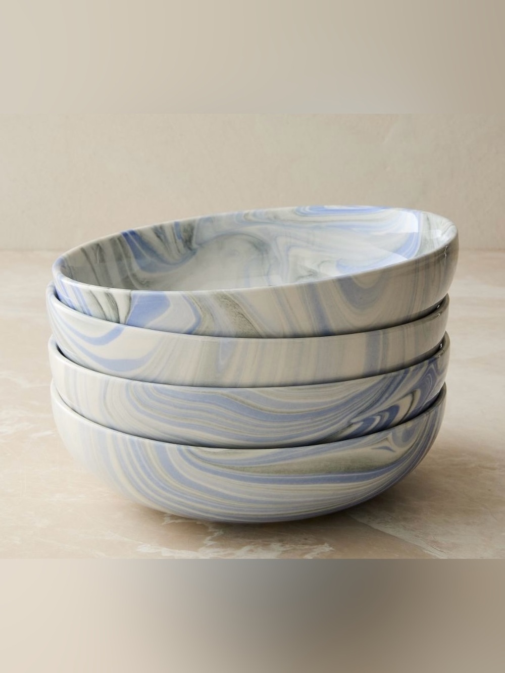 West Elm Marble Swirl Pasta Bowl Set of 4